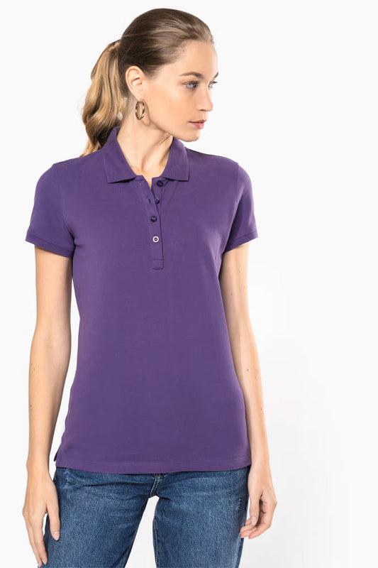 Polo femme piqué manches courtes en coton - 180 g/m²