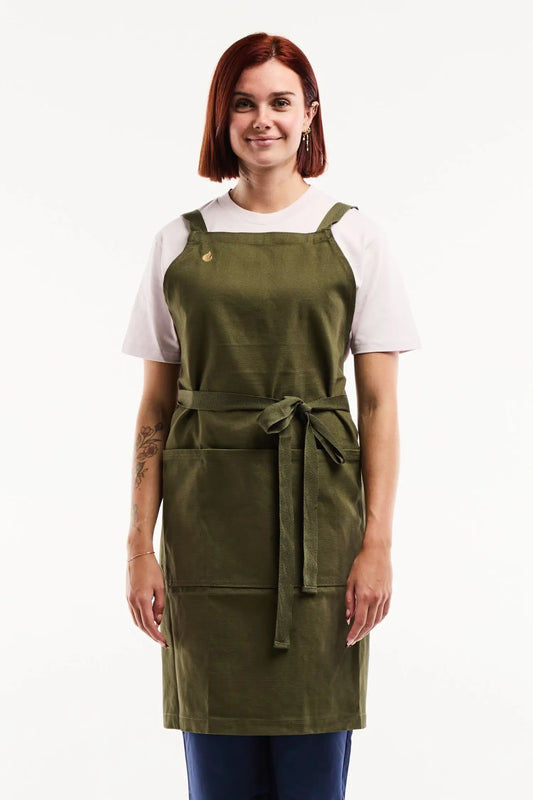 Tablier de cuisine Flamme – 100% Coton Épais signé Unichef - Vert Mat