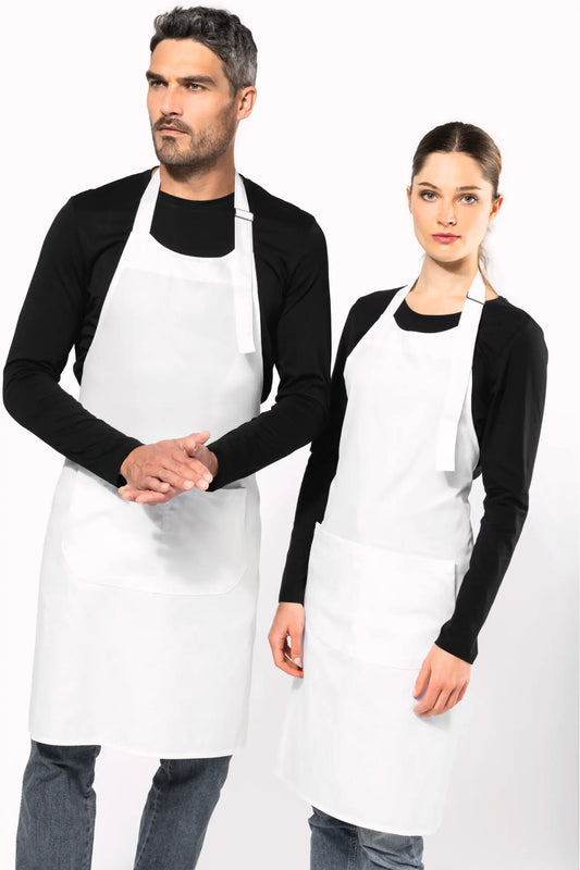 Tablier de cuisine de cuisine Polycoton Classique Personnalisé - Blanc