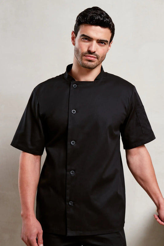 Veste de cuisine manches courtes ’Essential’ (XS-4XL) - Noir / XS