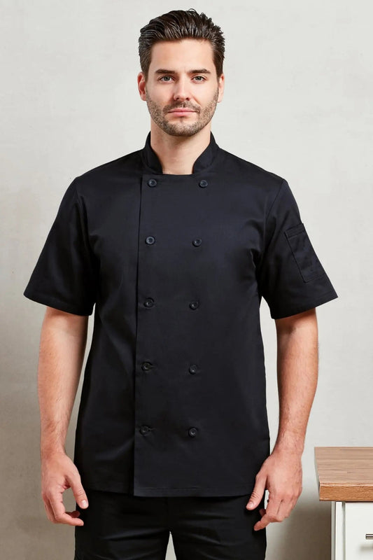 Veste chef cuisinier manches courtes à dix boutons Pro