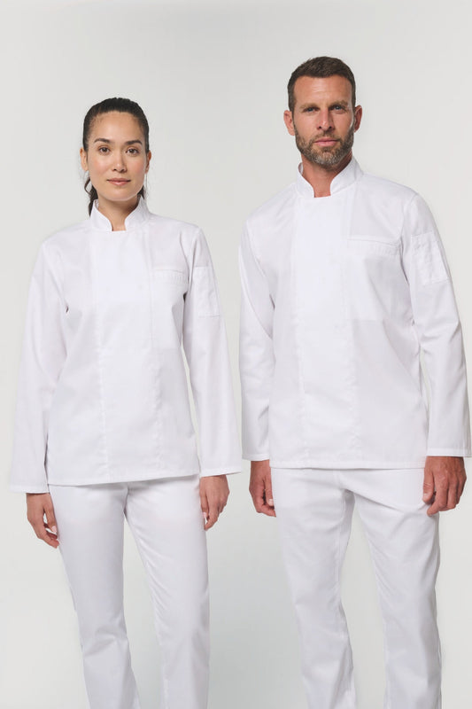 Veste de cuisine unisexe respirante et écoresponsable à manches longues