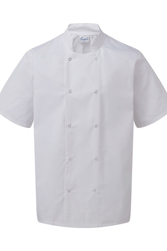 Short-Sleeve Chef Jacket with Snap Buttons