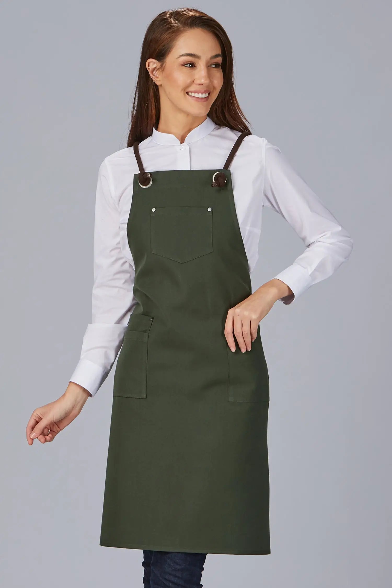 Tablier de cuisine à bavette avec cordon tressé - personnalisé