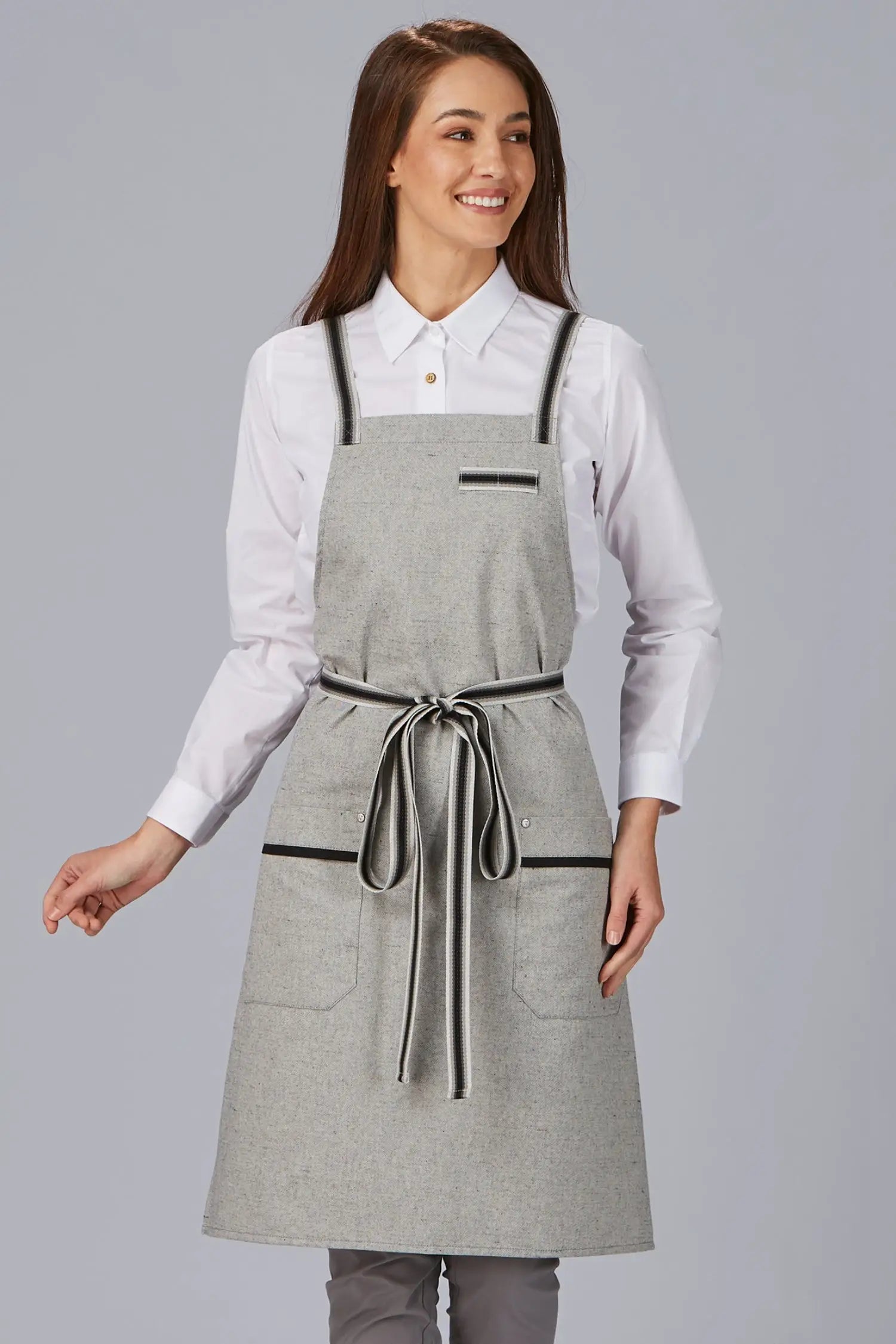 Tablier de cuisine à bavette PANAMA - personnalisé - Gris / noir