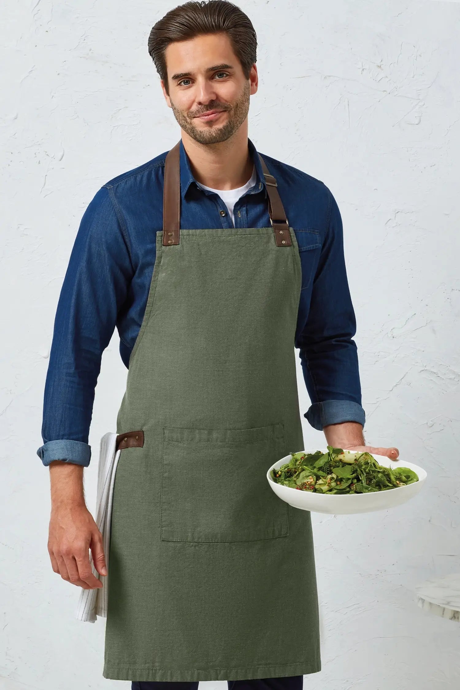 Tablier de cuisine à bavette - Vert mousse