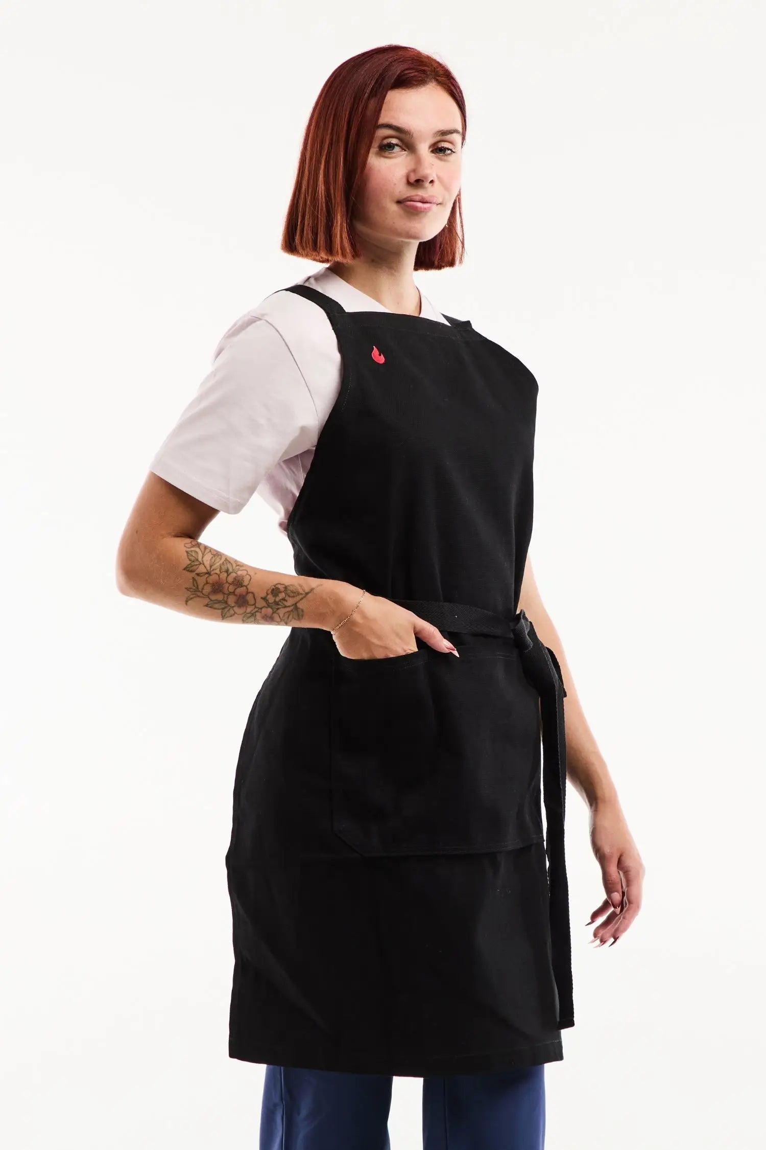Tablier de cuisine Flamme – 100% Coton Épais signé Unichef - Noir Absolu