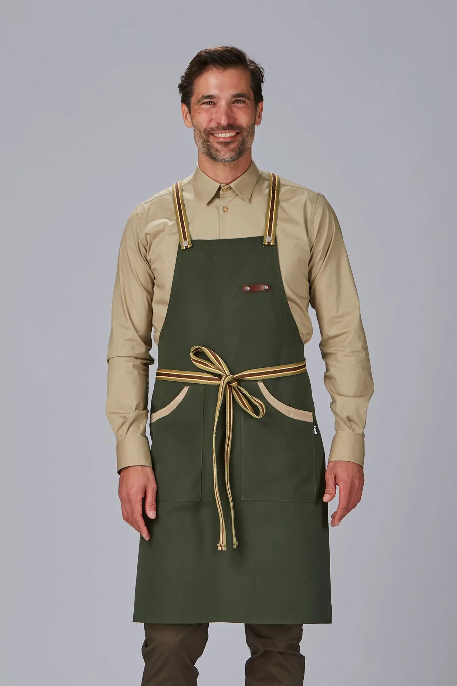 Tablier de cuisine personnalisé bicolore à bavette