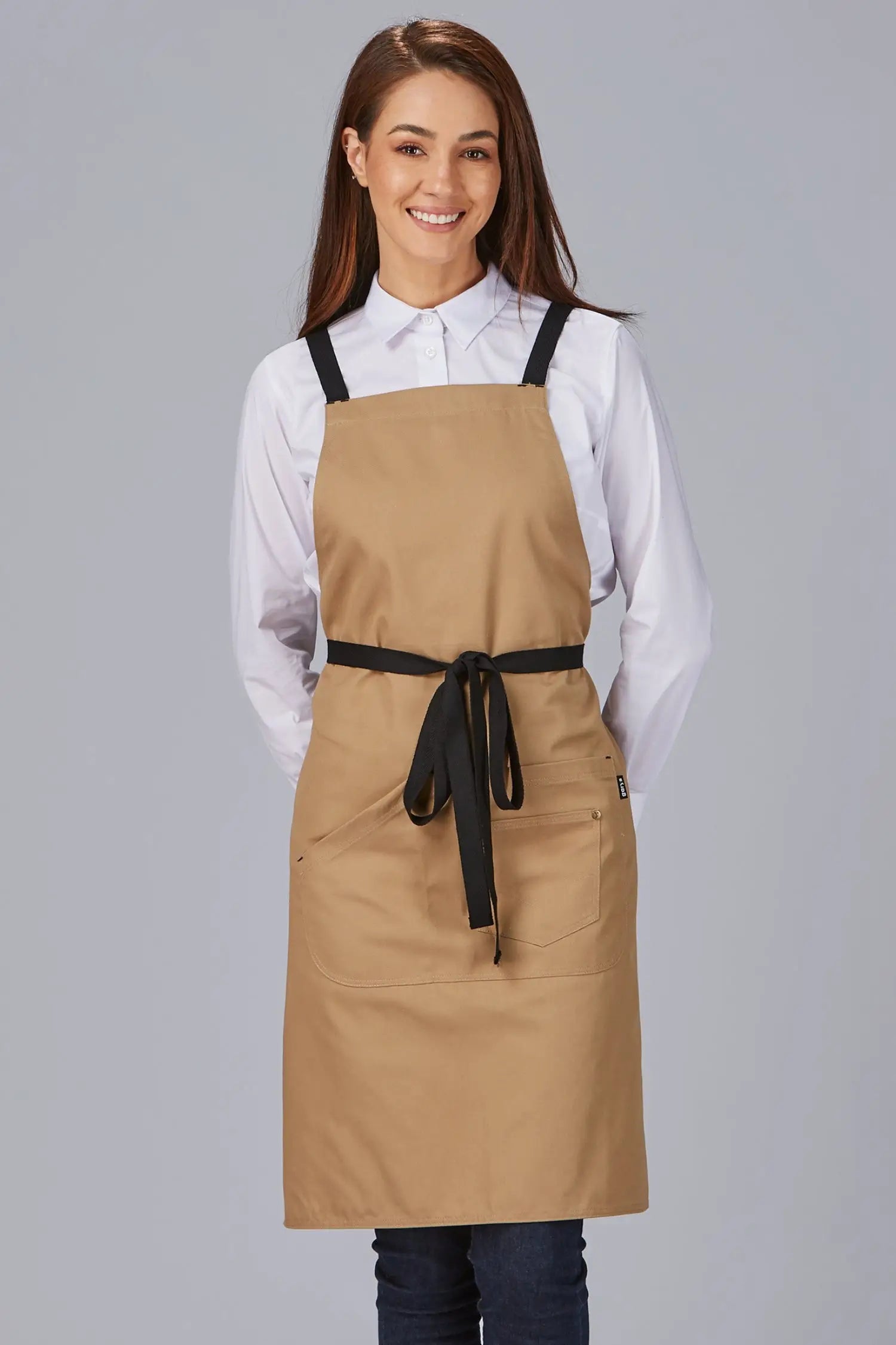 Tablier de cuisine personnalisé bicolore à bavette contrastée