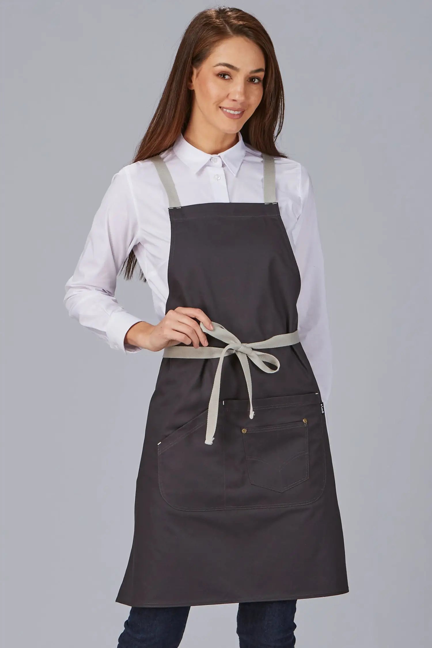 Tablier de cuisine personnalisé bicolore à bavette contrastée