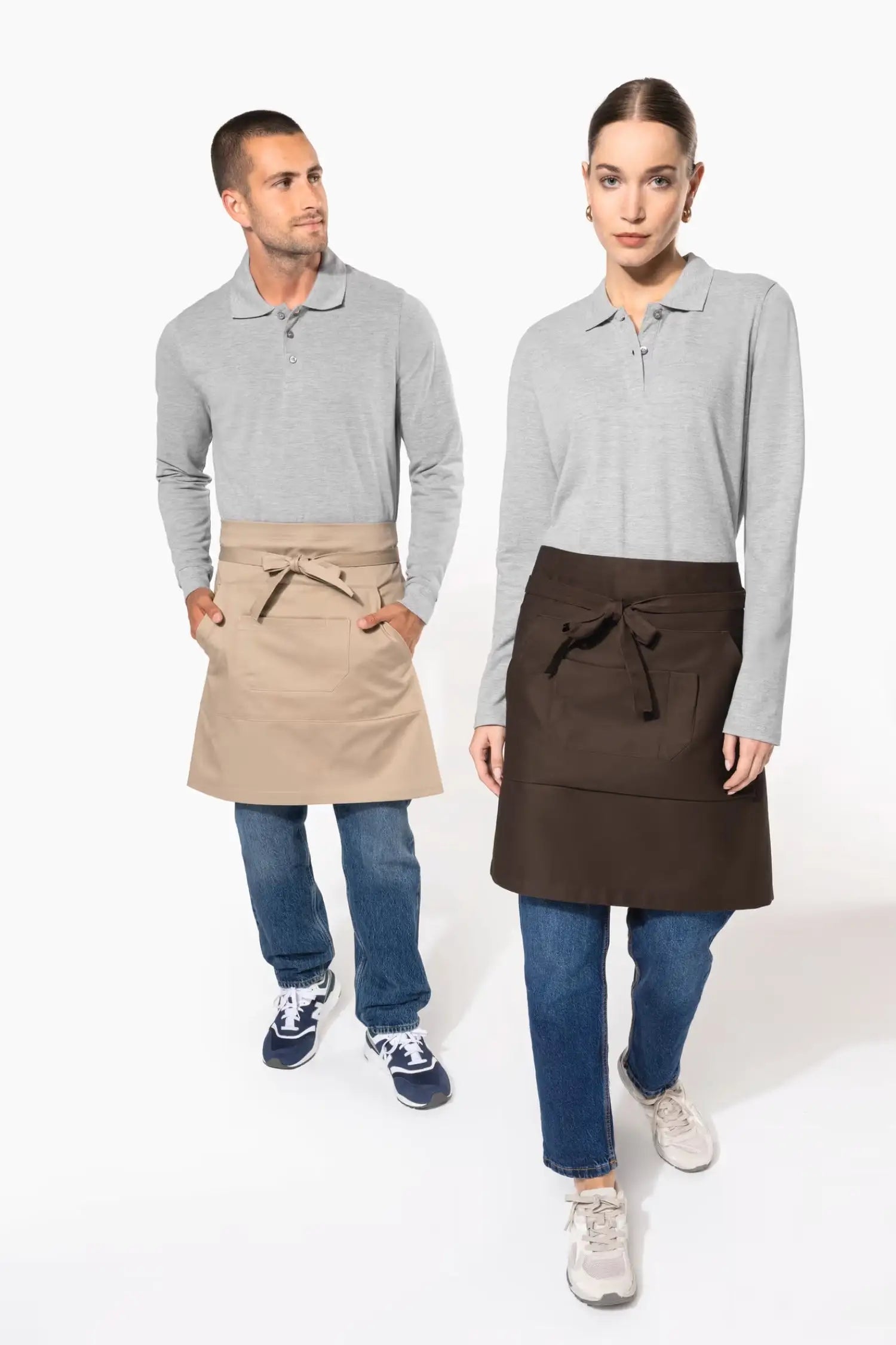 Tablier de cuisine personnalisé Mi-Long Personnalisable avec Double Poche - 100% Coton