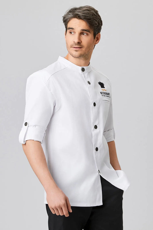 Veste de chef Bikerstyle manches longues personnalisable (XS-5XL) - Blanc / XS