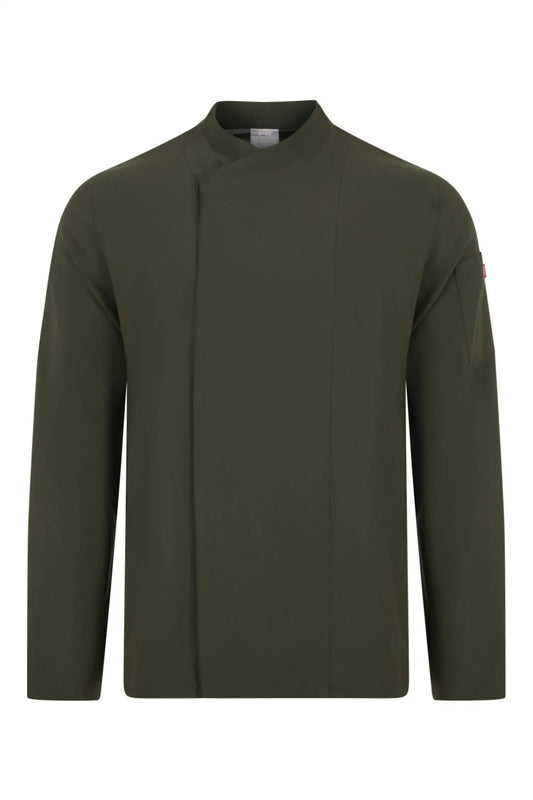 Veste de cuisine en microfibre avec dos Coolmax® manches longues - Vert olive / XS